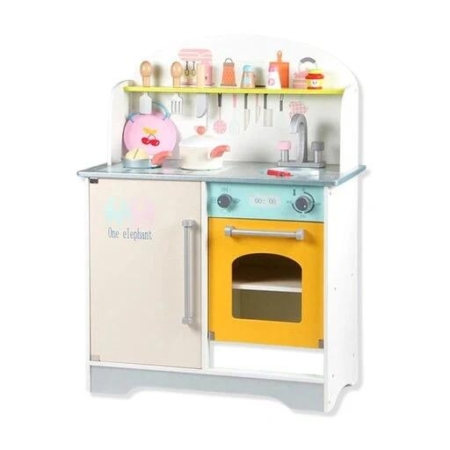 Ekkio Wooden Toy Kitchen Playset for Kids Japanese Style Kitchen Set Silver