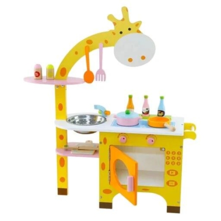 Ekkio Wooden Toy Kitchen Playset for Kids Giraffe Shape Kitchen Set