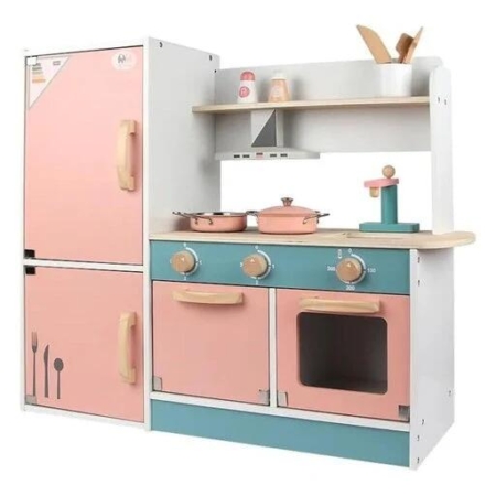 Ekkio Wooden Toy Kitchen Playset for Kids Refrigerator Kitchen Set