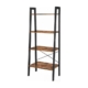 Ekkio 4-Tiers Metal Wood-Grained Ladder Shelf - Black