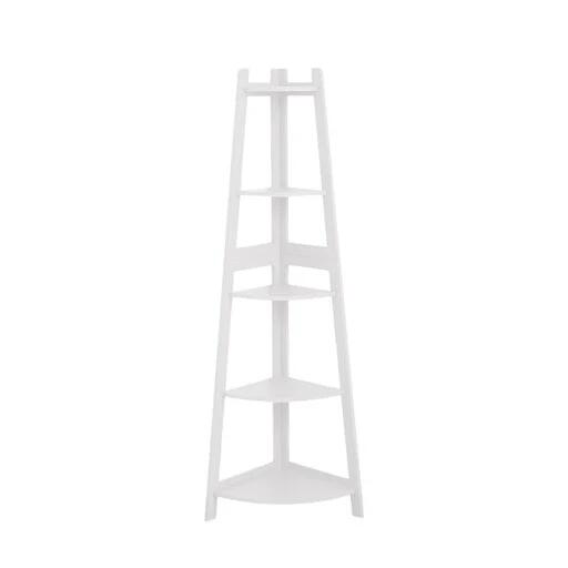 Ekkio 5-Tier Corner Ladder Shelf Sleek Modern - White