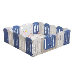 Gominimo Foldable Baby Playpen with 22 Panels - White Blue