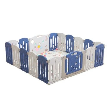 Gominimo Foldable Baby Playpen with 22 Panels - White Blue