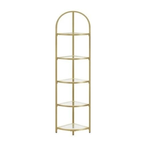 Vasagle 5-Tier Corner Ladder Bookshelf Tempered Glass - Gold