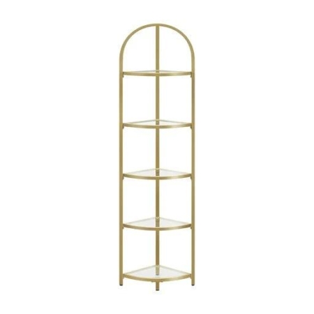 Vasagle 5-Tier Corner Ladder Bookshelf Tempered Glass - Gold