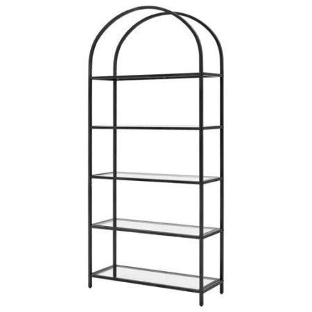 Vasagle 5-Tier Bookshelf Tempered Glass with Metal Frame - Black