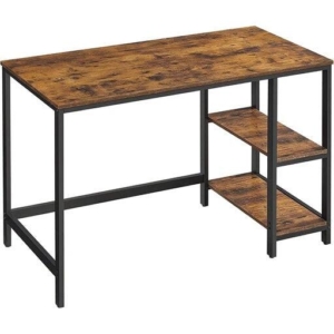 Vasagle Computer Desk with 2 Shelves - Rustic Brown and Black