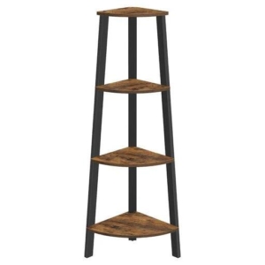 Vasagle 4-Tier Corner Shelf Industrial Storage Rack - Rustic Brown and Black