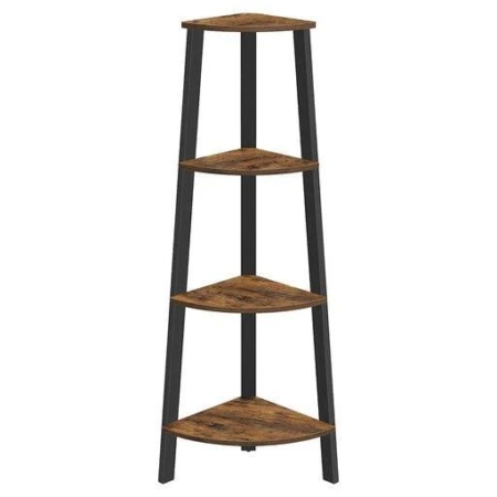 Vasagle 4-Tier Corner Shelf Industrial Storage Rack - Rustic Brown and Black