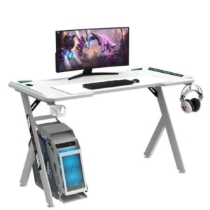 Ekkio RGB Gaming Computer Desk Y-Shape White 140cm