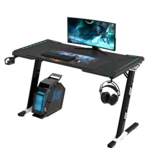 Ekkio RGB Gaming Computer Desk Z-Shape Black 100cm