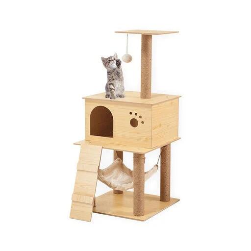 Floofi 4-Tier Wooden Cat Tower Tree 130cm