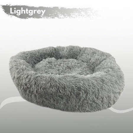 Floofi Pet Bed Round Plush Fabric 60cm Light Grey