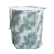 Gominimo Laundry Basket Round Foldable with Cover Green Leaves Design