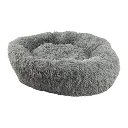 Floofi Pet Bed Round Plush Fabric 80cm Light Grey