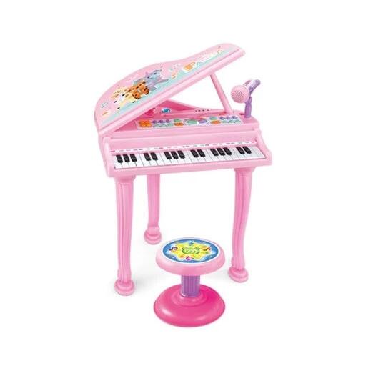 GOMINIMO Kids Electronic Piano Keyboard Toy with Microphone and Chair Pink