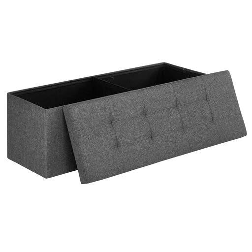 Songmics Folding Storage Ottoman Bench Foot Rest Stool 110cm - Dark Gray