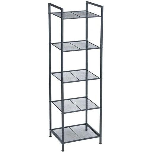 Songmics Bathroom Shelf 5-Tier Storage Rack with Adjustable Shelf - Black