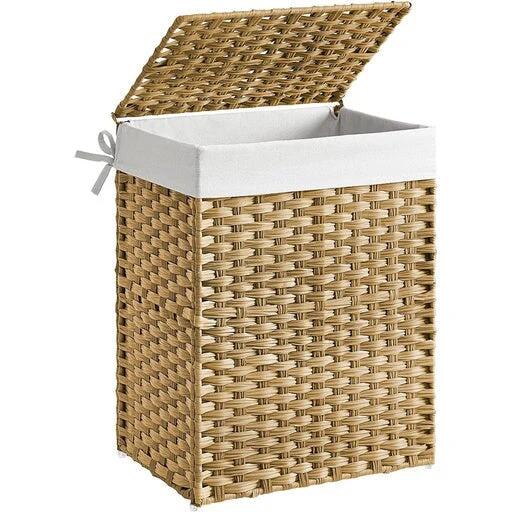 Songmics Laundry Basket Rattan Synthetic 90L - Natural