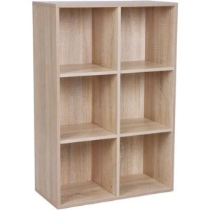 Vasagle Bookcase with 6 Compartments Wooden Shelving - Oak