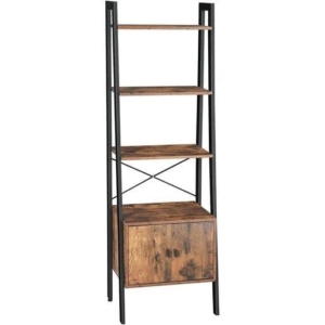 Vasagle Ladder Bookshelf with Cupboard - Rustic Brown