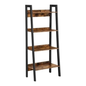 Vasagle 4-Tier Ladder Shelf Home Office Bookshelf Metal Frame Industrial - Rustic Brown and Black
