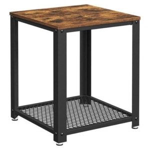 Vasagle Side Table with Mesh Shelf - Rustic Brown and Black
