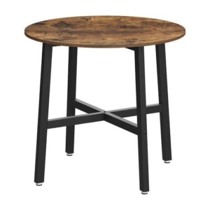 Vasagle Small Round Kitchen Dining Table Industrial Design Vintage - Brown/Black