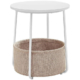 Vasagle Small Round Side End Table with Fabric Basket - White and Beige