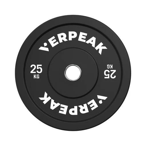 Verpeak Black Olympic Bumper Weight Plates Home Gym Set 25kg