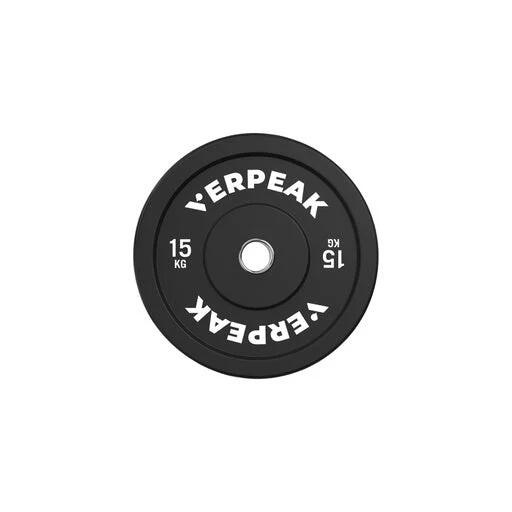 Verpeak Black Olympic Bumper Weight Plates Home Gym Set 15kg