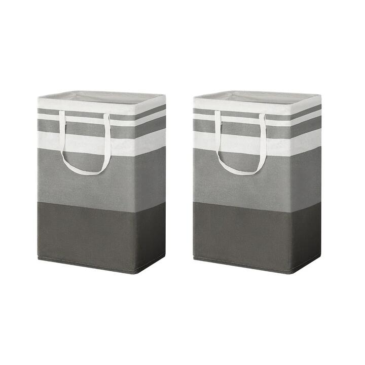 2X Laundry Basket Hamper Foldable White Grey