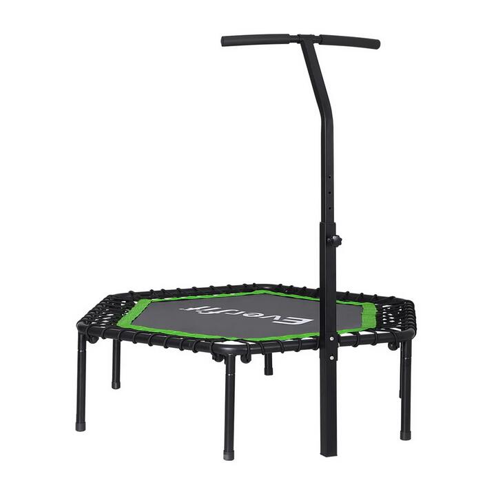 48inch Hexagon Trampoline Kids Exercise Adjustable Handrail Green