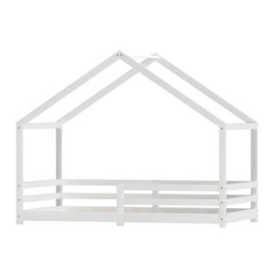 Bed Frame Wooden Kids Single House Frame White AMOS
