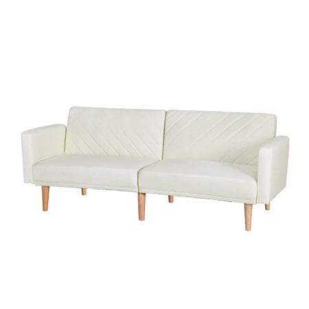 Sofa Bed 195CM Beige Faux Linen