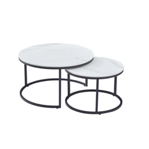 Capri Round Coffee Table Set Snow White Ceramic