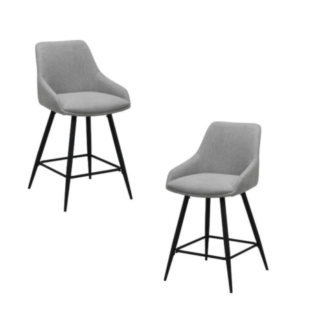 Set Of 2 Azra Eco Leather Kitchen Counter Bar Stool Silver Grey