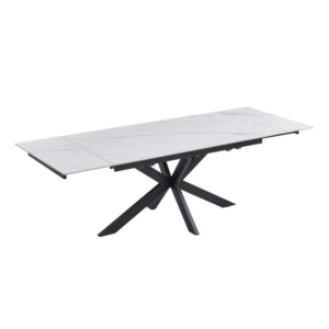 Simeon Rectangular Extension Kitchen Dining Table 160-240cm Snow White Ceramic