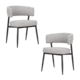 Set Of 2 Ozzy Modern Textured Fabric Kitchen Dining Chair Metal Legs Granite