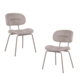 Set Of 2 Jaxon Fabric Kitchen Dining Side Chair Metal Legs Pearl