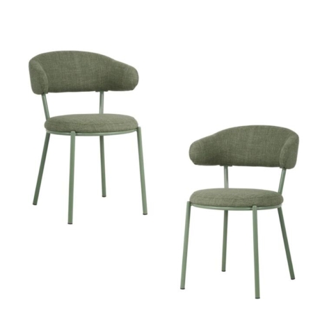 Set oF 2 Corbin Modern Kitchen Dining Side Chair Chair metal Legs Moss