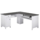 Beanca Corner L-shape Manager Office Study Desk W/ USB Charging Socket - Grey Oak & White
