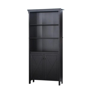 Tyann 5-Shelf Bookcase Display Storage Cabient W/ 2-Doors - Espresso