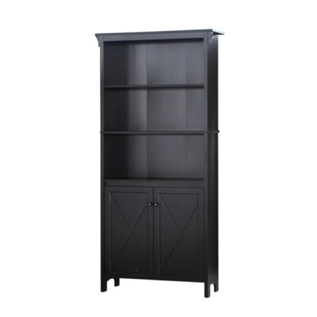 Tyann 5-Shelf Bookcase Display Storage Cabient W/ 2-Doors - Espresso