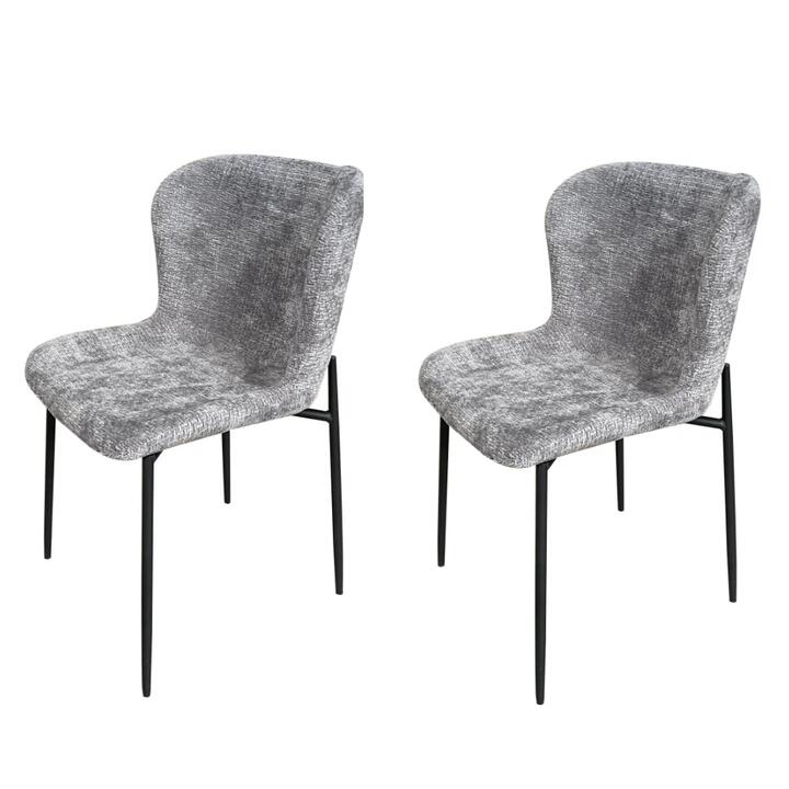 Set Of 2 Spinel Fabric Kitchen Dining Chair Metal Legs Grey/Black