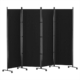 4 Panel Room Divider Screen 217cm Wheel Fabric Black