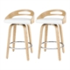 2x Bar Stools Swivel Dining Chairs Low Back Counter Seat PU Cushion