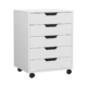 5-Drawer Filing Cabinet Mobile Rolling Storage Cabinet Chest of Drawers Stand White