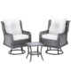 3PC Outdoor Furniture Bistro Set Lounge Wicker Swivel Chairs Table Cushion Grey