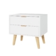 Bedside Table Nightstand 2 Drawers - White